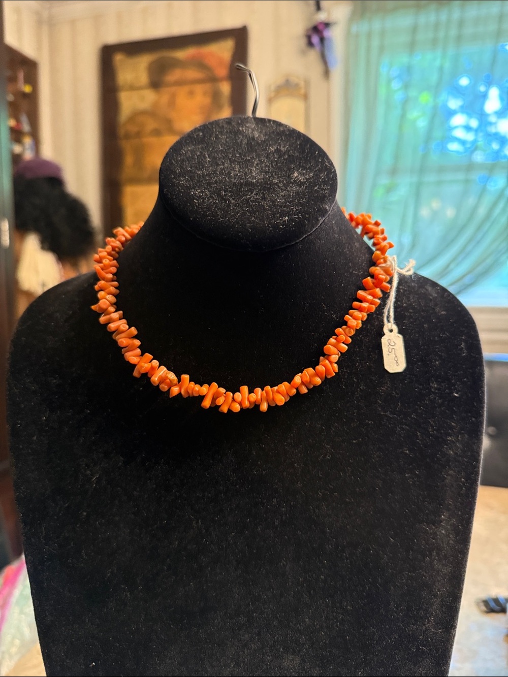Antique early 1930s genuine branch coral necklace 14 inches